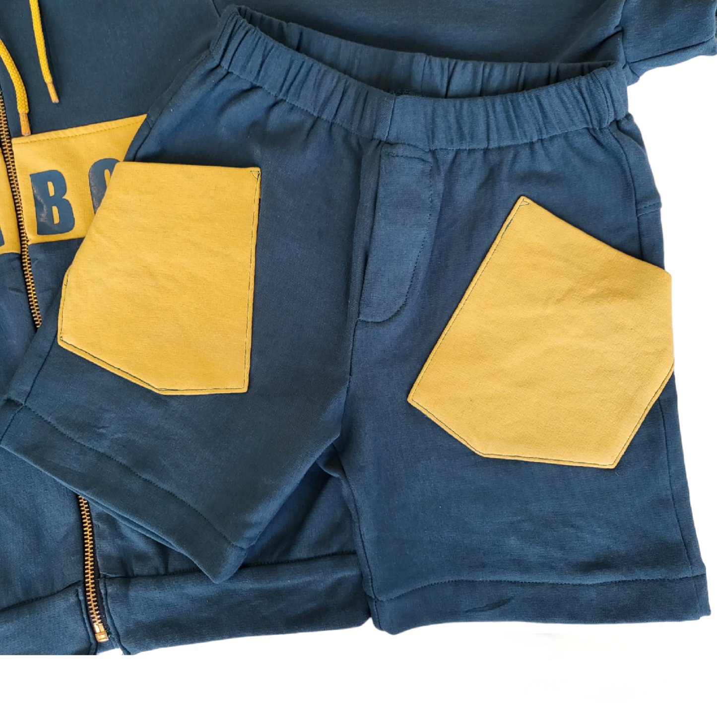 Handmade boys petrol shorts tracksuit